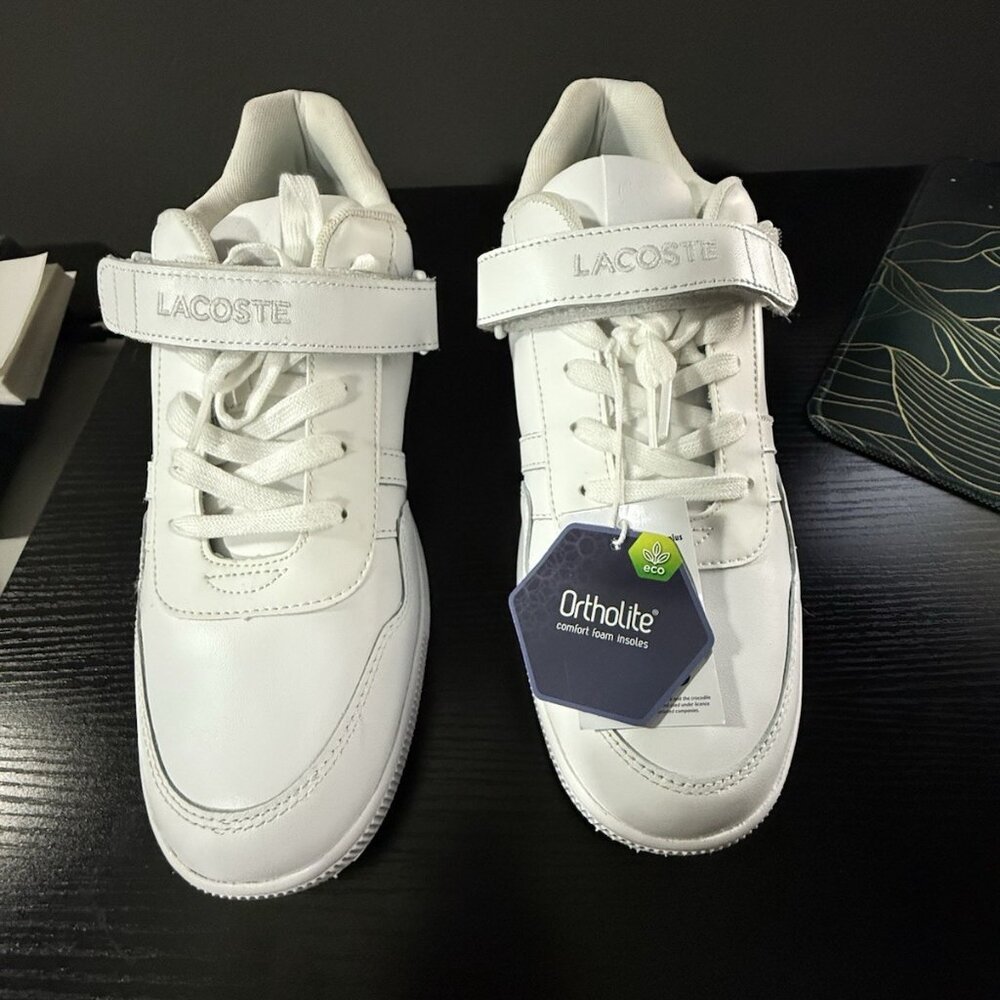 Lacoste T-Clip WHITE/WHITE 21G Mens White Leather Sneakers Shoes